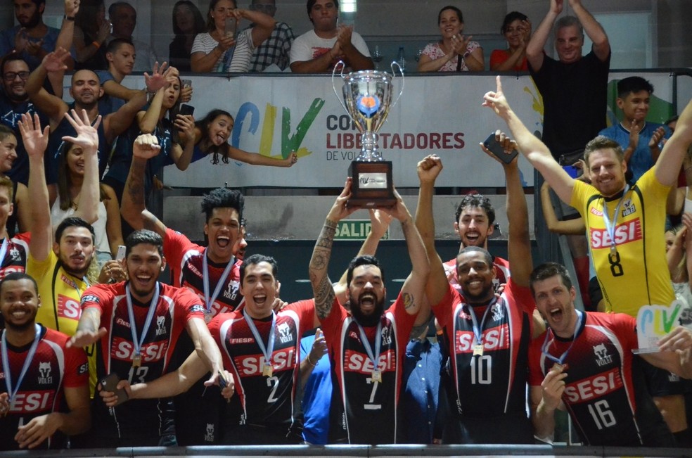 Sesi-SP conquistou a Libertadores do vôlei em fevereiro deste ano — Foto: Divulgação/Sesi-SP
