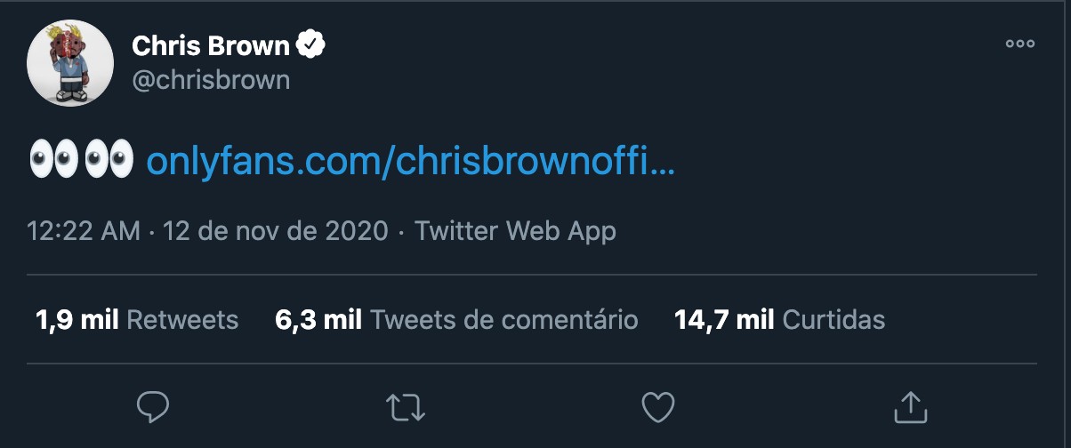 Chris Brown divulga novo perfil (Foto: Reprodução)