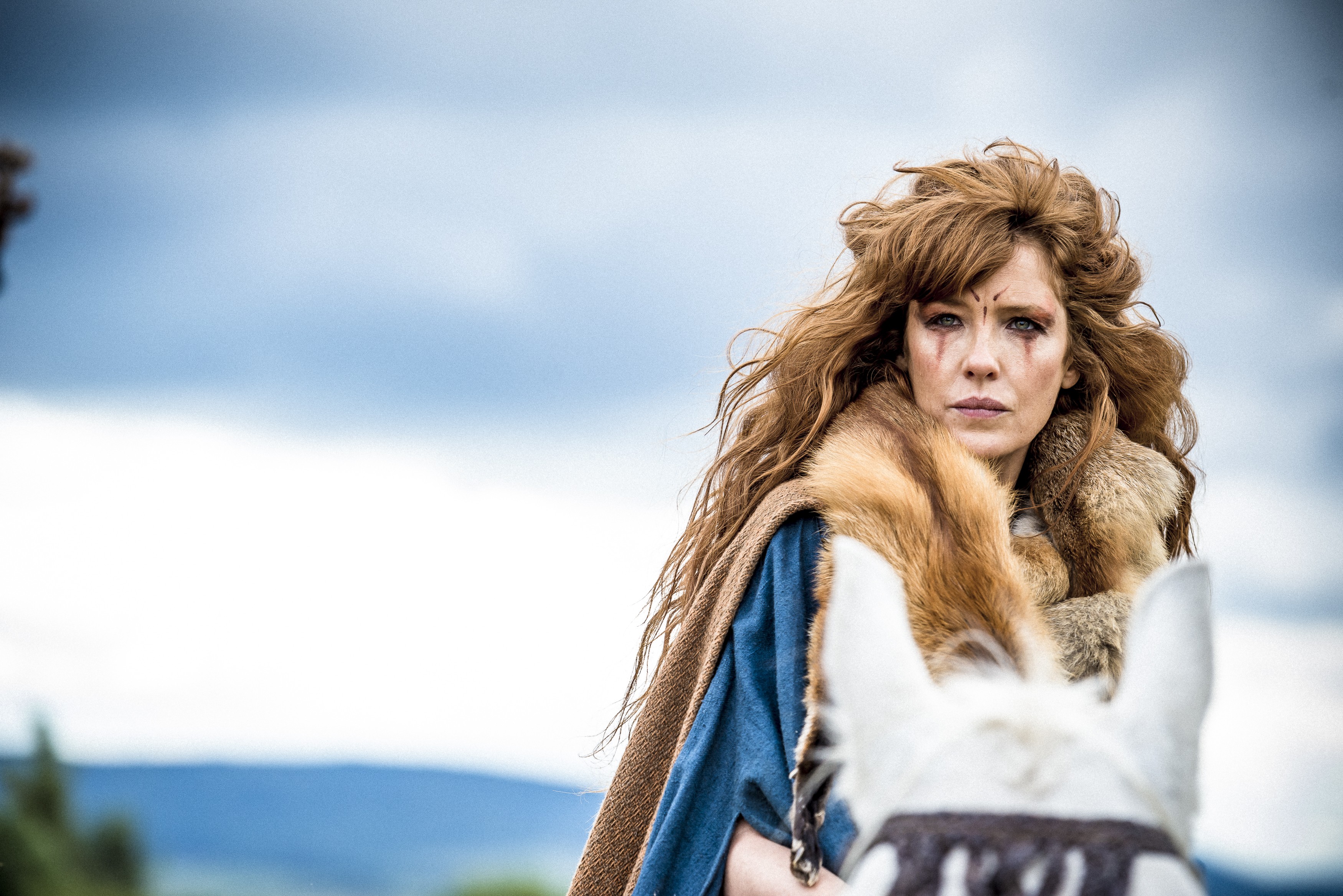 A atriz Kelly Reilly interpreta Kerra, guerreira celta que protagoniza Britannia (Foto: Divulgação)
