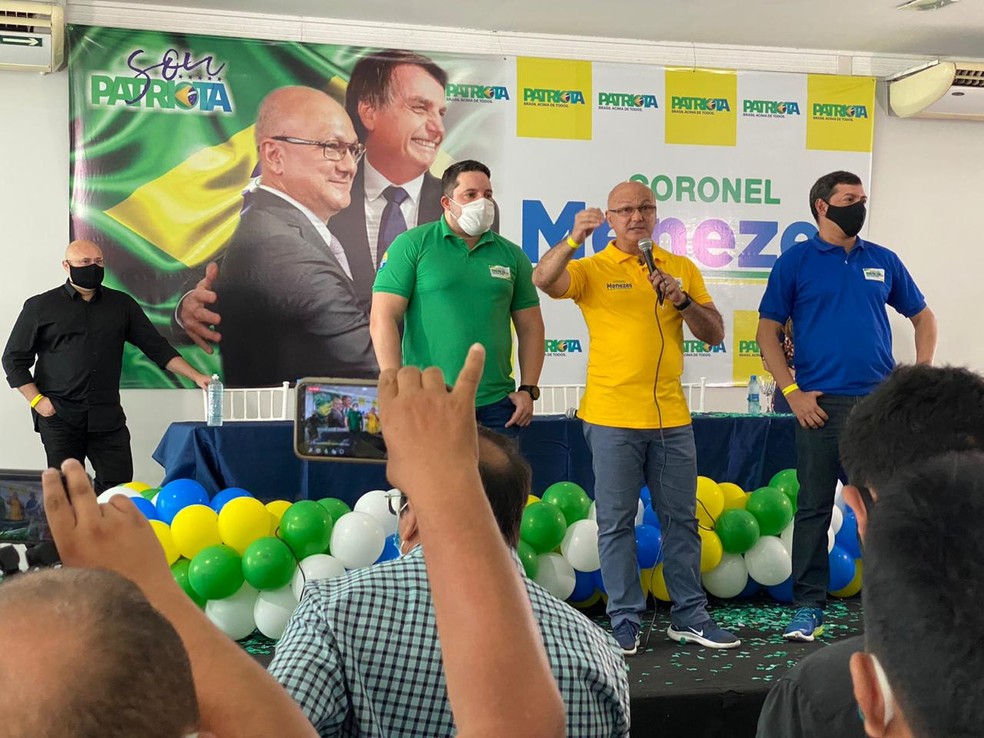 Patriotas lançou Coronel Menezes como candidato à Prefeitura de Manaus. — Foto: Carolina Diniz/G1 AM