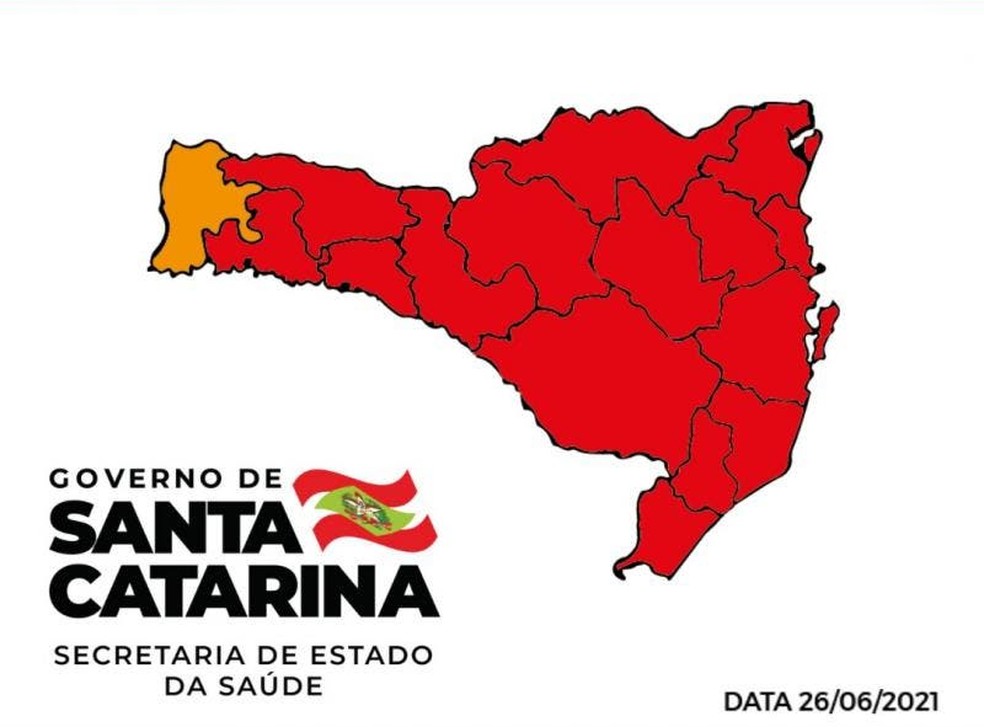Matriz de Risco de SC em 26/06/2021 — Foto: Governo de SC/Divulgação