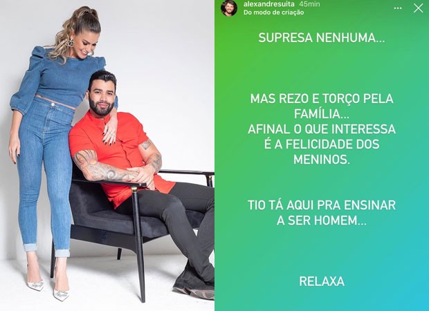Irmão de Andressa Suita posta indireta após separação da modelo com Gusttavo Lima (Foto: Reprodução/Instagram)