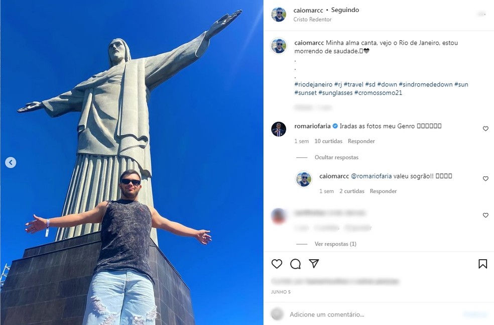 Caio ganhou elogio de Romário nas redes sociais — Foto: Reprodução/Instagram