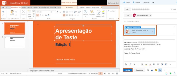 Edite o conteúdo da apresentação do PowerPoint pelo Outlook (Foto: Reprodução/Barbara Mannara)