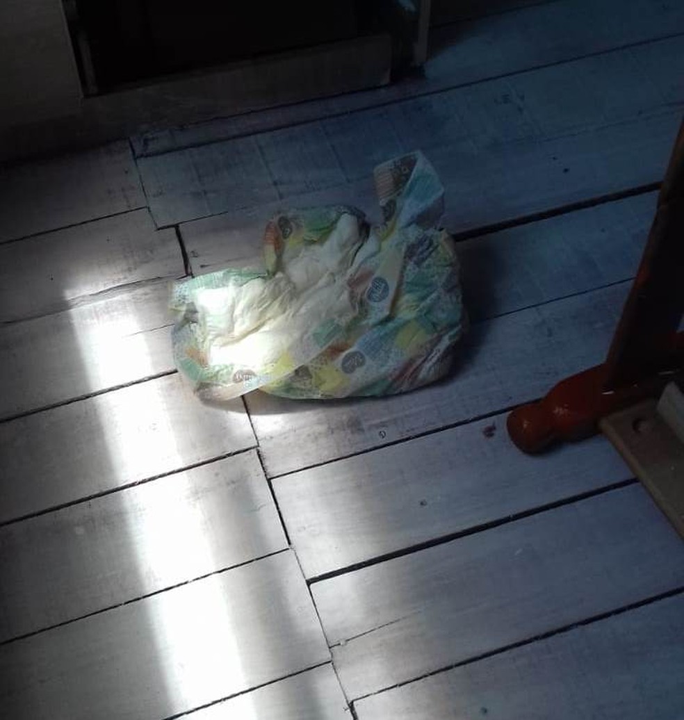 Policiais encontraram fralda de criança na casa onde vídeo foi gravado — Foto: Polícia Civil/Divulgação