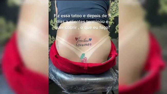 VDEO: Mulher tatua nome do namorado, termina 3 dias depois e pede ajuda para remover