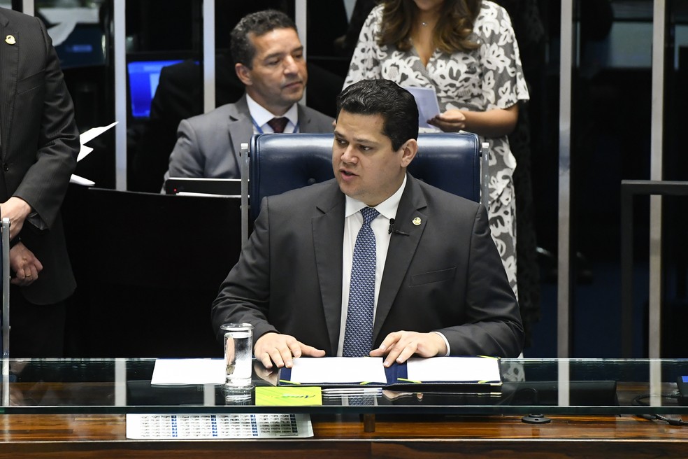 O presidente do Senado, Davi Alcolumbre (DEM-AP) — Foto: Marcos Oliveira/Agência Senado