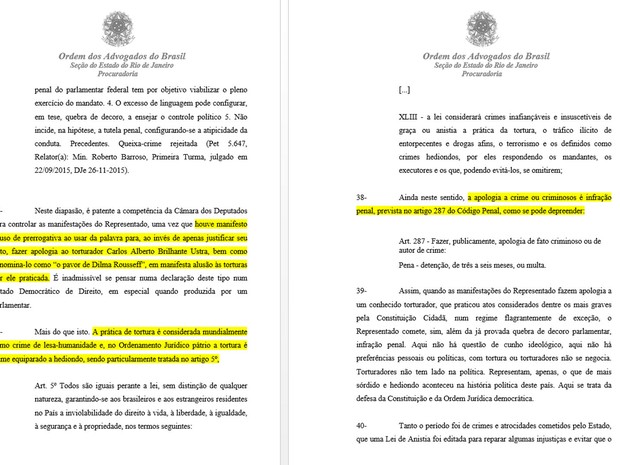 OAB acusa Bolsonaro de fazer apologia ao crime (Foto: Reprodução)