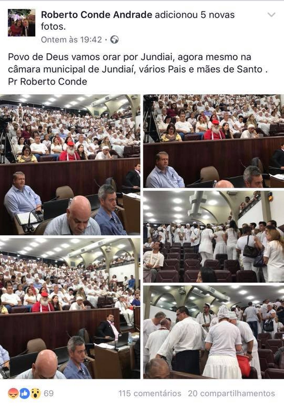 Vereador de Jundiaí é acusado de intolerante religioso em postagem no Facebook (Foto: Facebook/Reprodução)