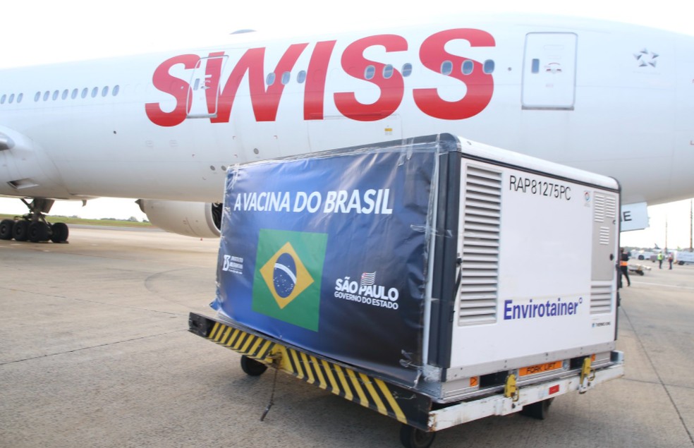 Lote da vacina CoronaVac chega a SP — Foto: Divulgação/Governo de SP
