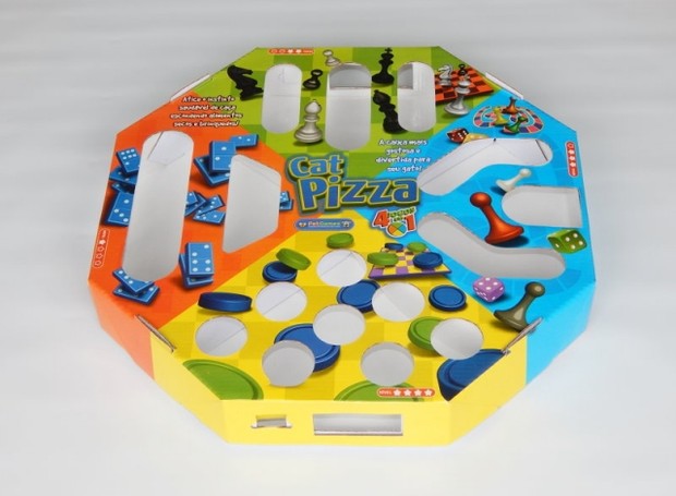 Cat Pizza – Pet Games. Caixa de papelão oitavada reforçada e plastificada com 35 cm de diâmetro e 5 cm de altura, para atiçar o instinto de caça. R$ 28,73, na Amazon (Foto: Divulgação)
