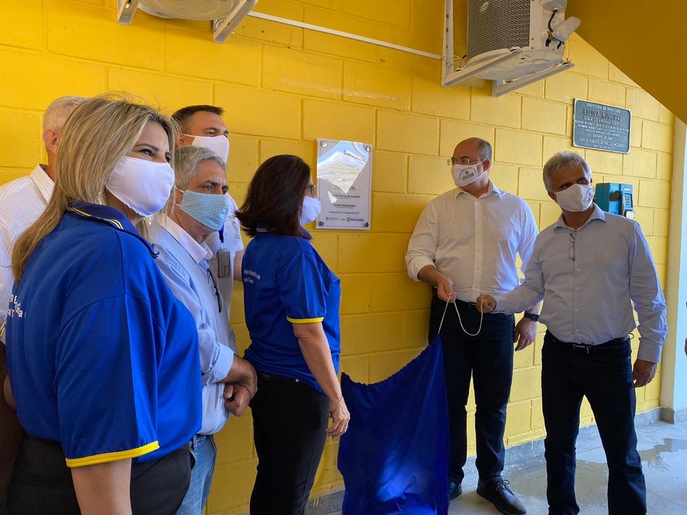 Governador do Rio de Janeiro, Wilson Witzel, inaugurou uma escola cívico-militar durante visita a Miracema, no Noroeste Fluminense — Foto: Divulgação/Secretaria Municipal de Educação de Miracema