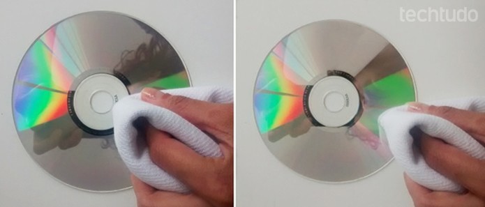 Limpe o CD com movimento retos, de dentro para fora (Foto: Raquel Freire/TechTudo)