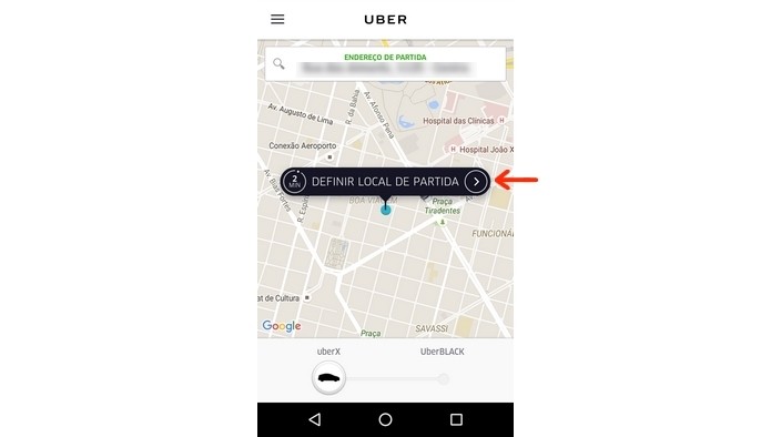Tela inicial do app do Uber (Foto: Reprodução/Raquel Freire)