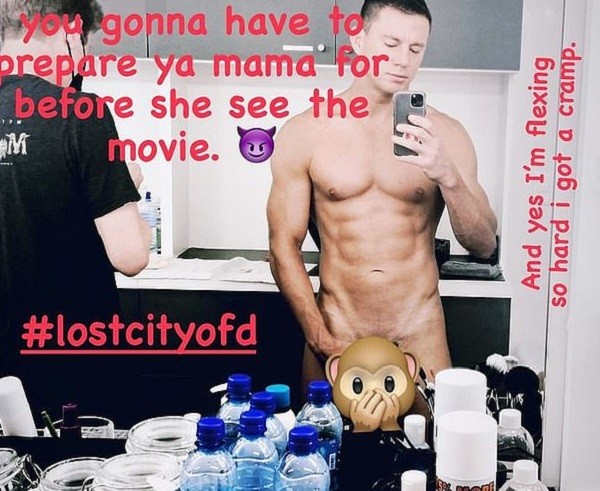 O nude compartilhado pelo ator Channing Tatum no set da comédia Lost City of D (Foto: Instagram)