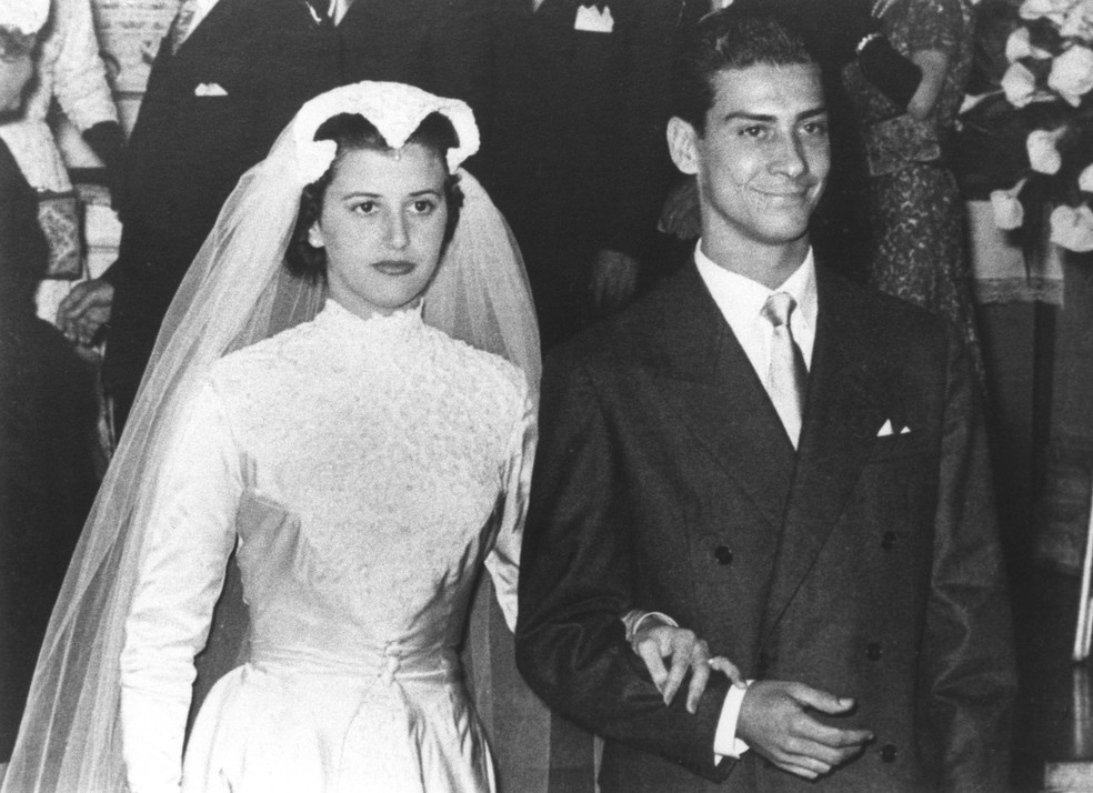  Cerimônia de casamento de Mário Covas Júnior com Florinda Gomes, Dona Lila, em 1954 — Foto: Josias Barroso/Estadão Conteúdo
