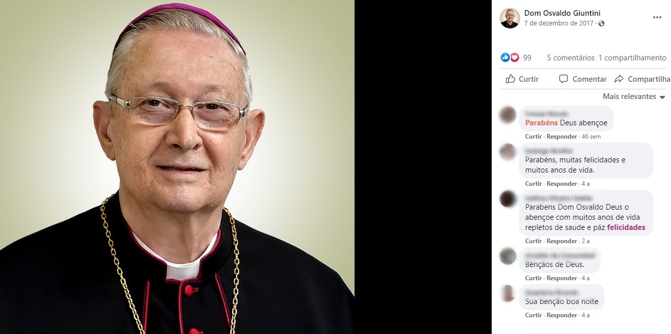 Bispo emérito de Marília recebe alta após 8 dias internado com Covid-19