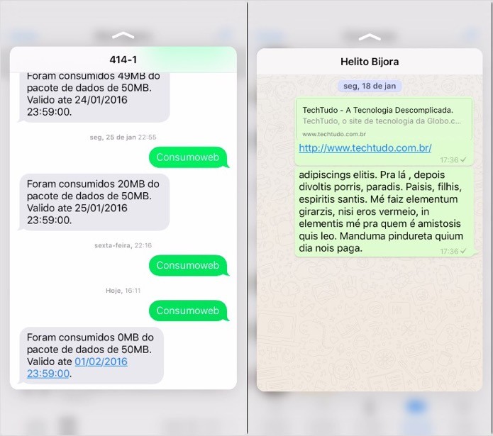 Pré-visualizando mensagens SMS e conversas no WhatsApp (Foto: Reprodução/Helito Bijora) 