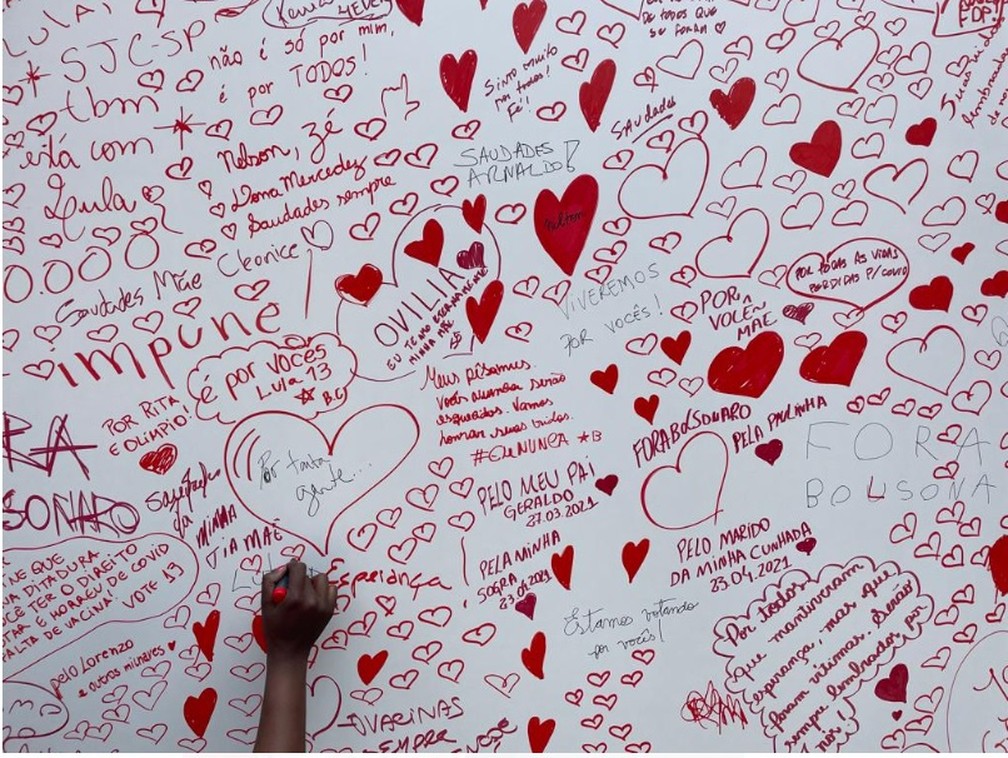 Parentes de vítimas da Covid fazem ato em memória neste domingo (23) na Avenida Paulista, em São Paulo. — Foto: Rogério Assis/Divulgação
