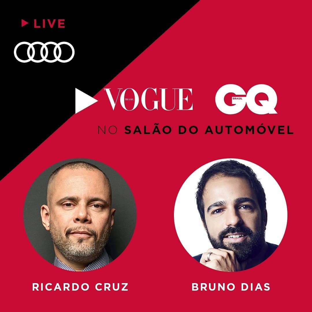 Ricardo Cruz recebe Bruno Dias na Live da GQ no Salão do Automóvel (Foto: Reprodução/Instagram)