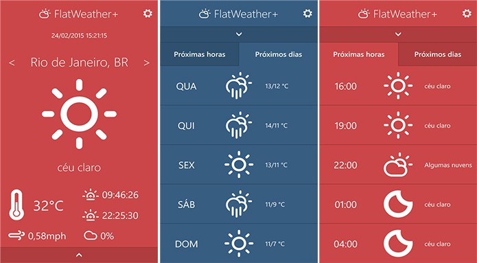 FlatWeather mostra previs?o do tempo e d? alertas ao usu?rio (Foto: Divulga??o/Windows Phone Store)