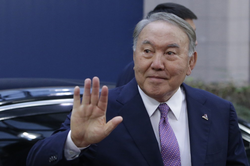 Nursultan Nazarbayev, presidente do CazaquistÃ£o que renunciou nesta terÃ§a-feira (19), em foto tirada em outubro de 2018 â€” Foto: Aris Oikonomou/AFP