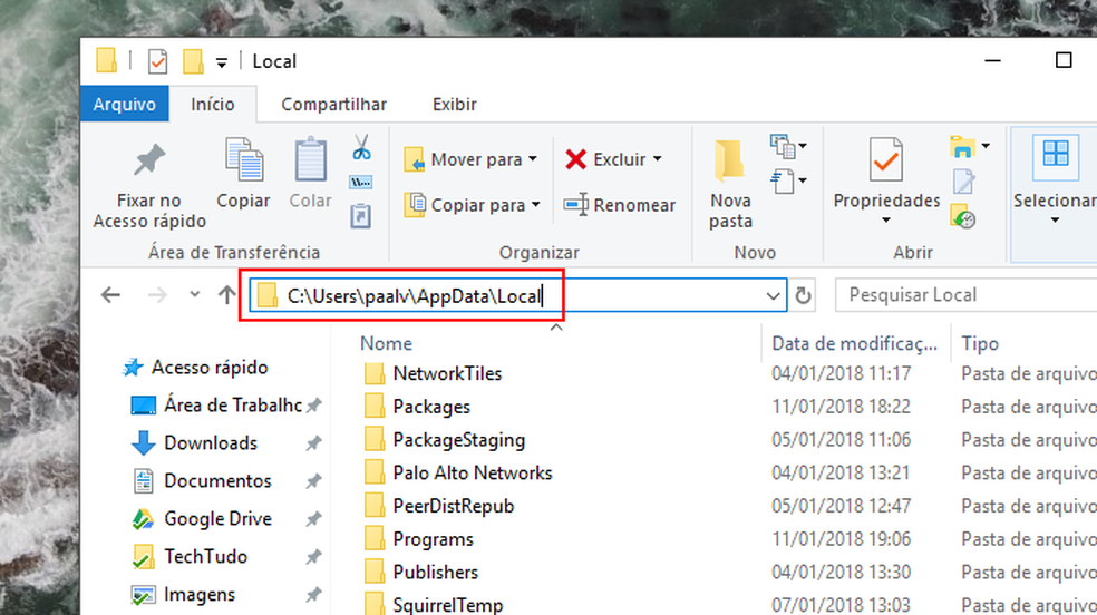 Acesse a pasta do WhatsApp no diretório de usuário do Windows (Foto: Reprodução/Paulo Alves)