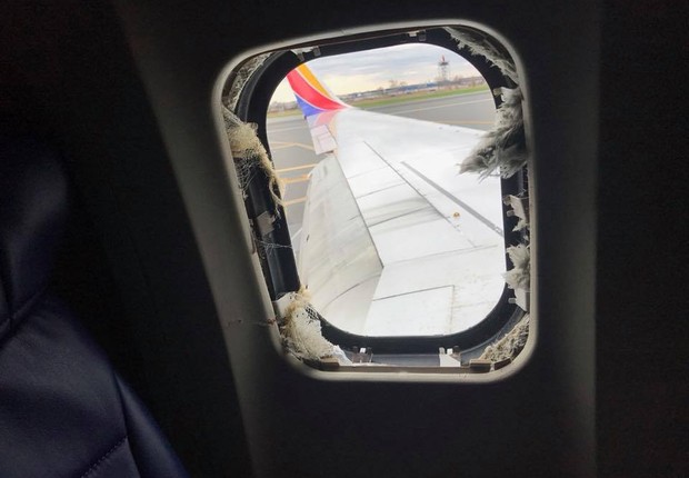Acidente com avião da Southwest Airlines (Foto: Reprodução Facebook)