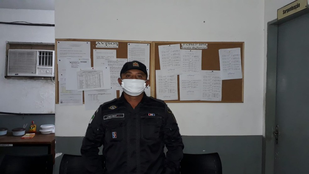 Sargento Lindomar Lopes segue trabalhando normalmente na Polícia Militar do Rio Grande do Norte — Foto: Cedida