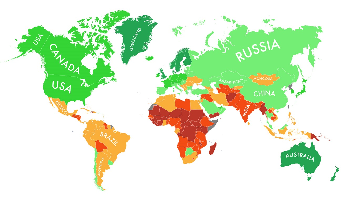 Países em verde estão melhor preparados para lidar com catástrofes (Foto: Reprodução)