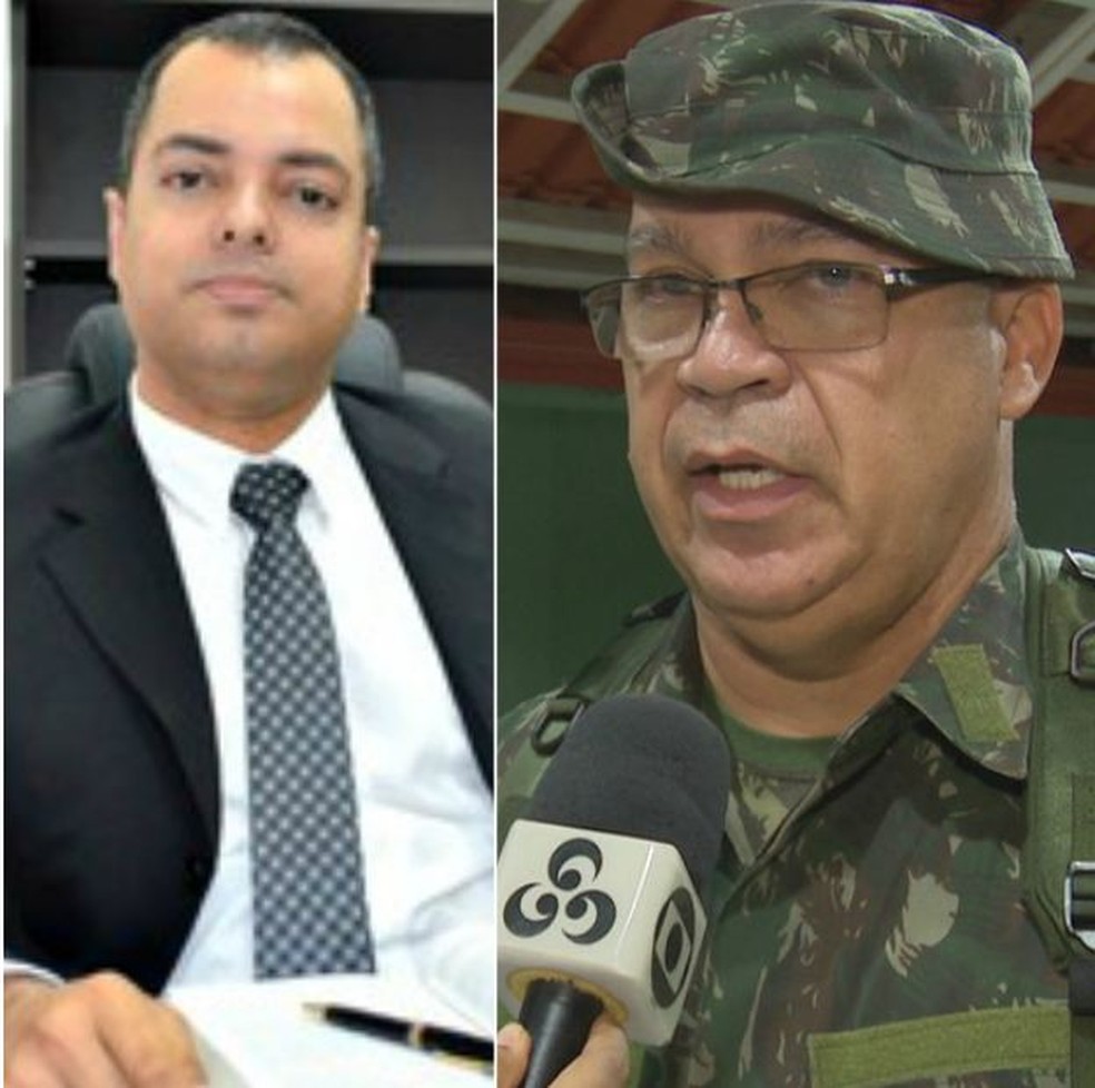 Juiz Hugo Torquato (à esquerda) e general tiveram discussão durante operação em Cruzeiro do Sul (Foto: G1 e Reprodução/Rede Amazônica Acre )