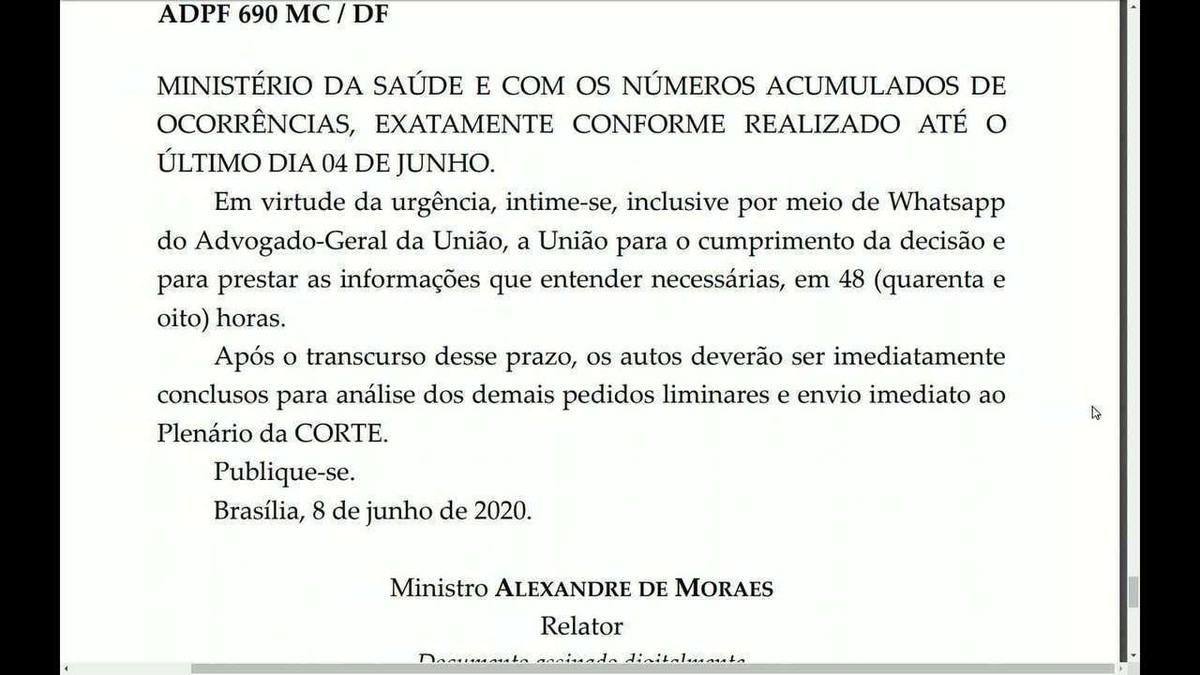 Coronavírus: Alexandre de Moraes manda governo retomar divulgação dos dados acumulados