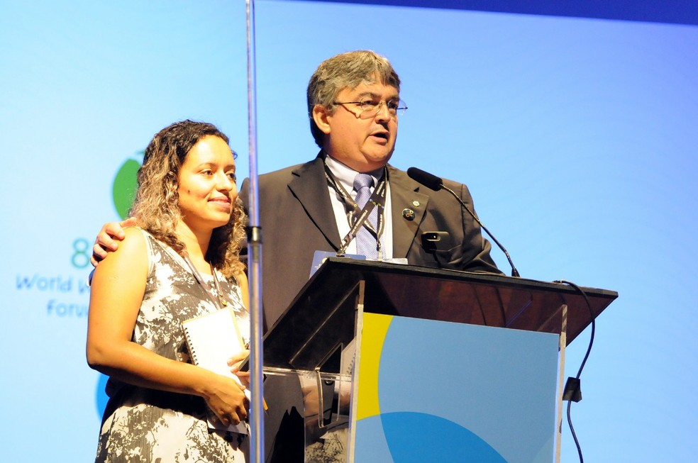 Tatiana Silva durante cerimÃ´nia de encerramento do 8Âº FÃ³rum Mundial da Ãgua. (Foto: Jorge Cardoso/8Âº FMA)