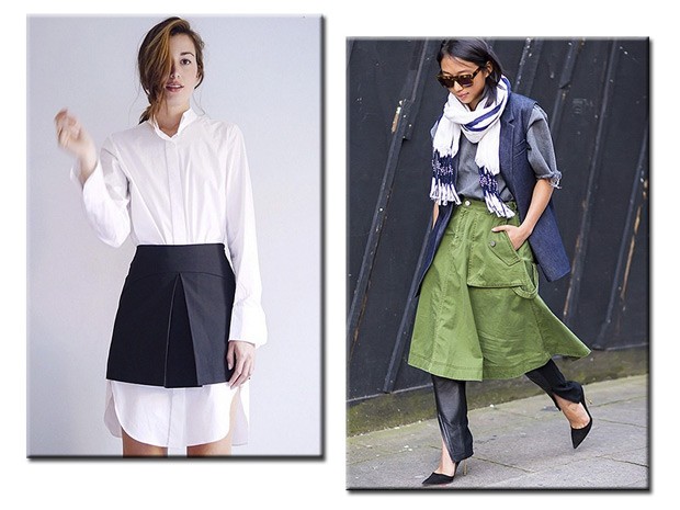 Saia por cima da calça ou chemisier: uma ótima saída fashion para levantar o visual (Foto: Reprodução / Chronicles of Her / Style du Monde)