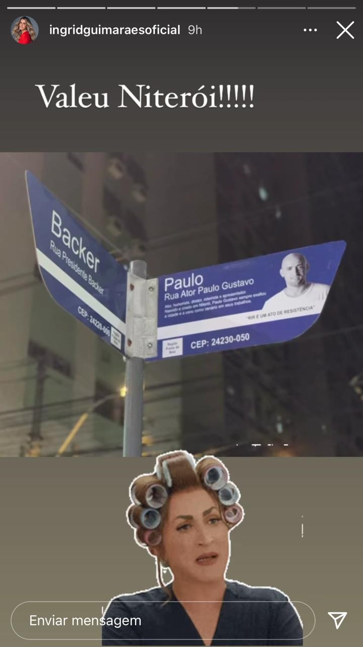 Ingrid Guimarães elogia instalação de placas com nome da Rua Ator Paulo Gustavo (Foto: Reprodução/Instagram)