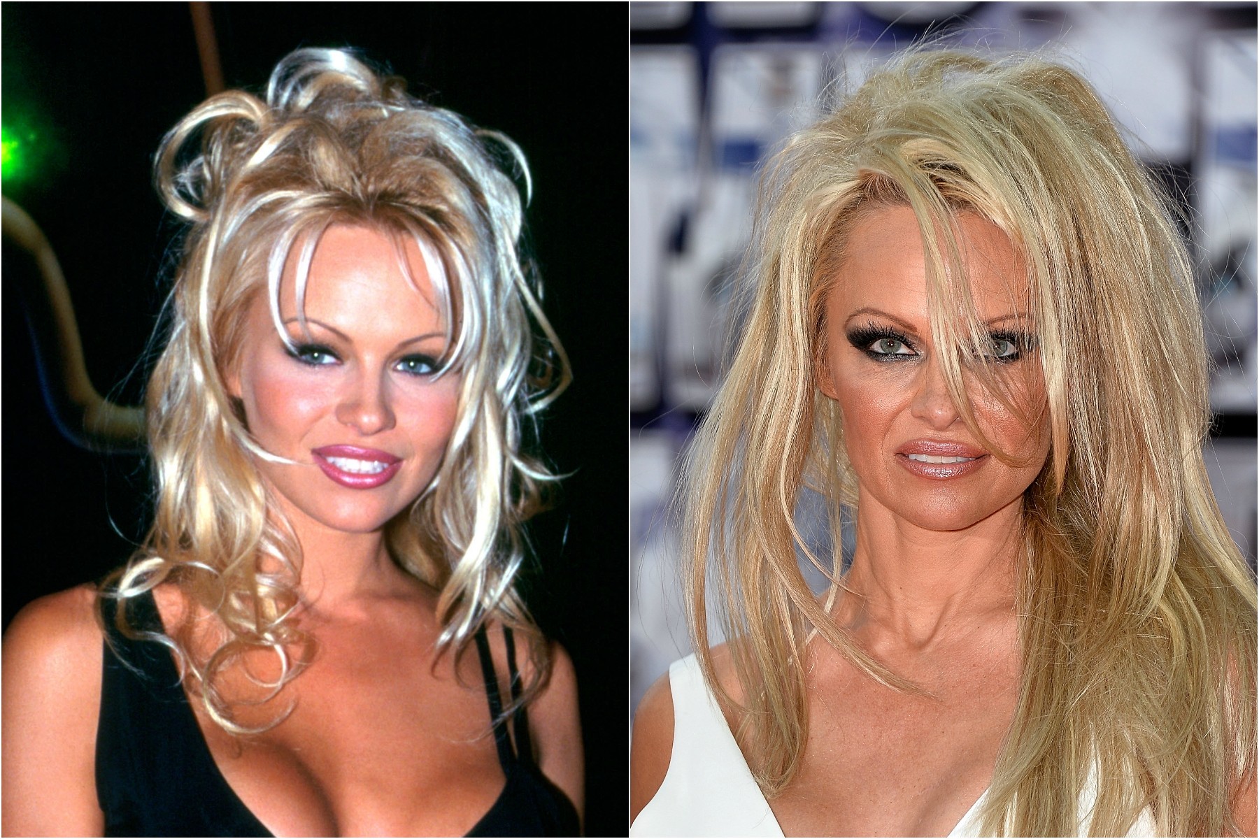 Pamela Anderson em 1994 e em 2014. (Foto: Getty Images)