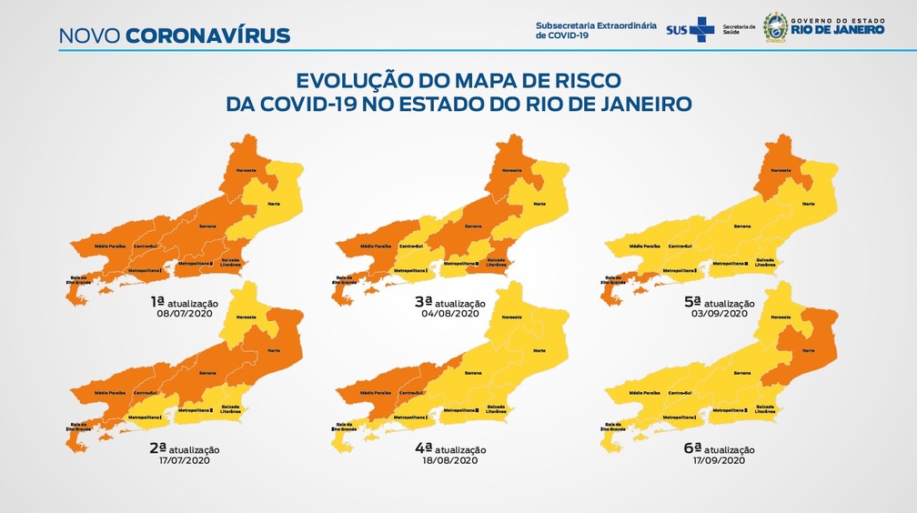 Evolução do mapa no RJ — Foto: Divulgação/Governo do RJ