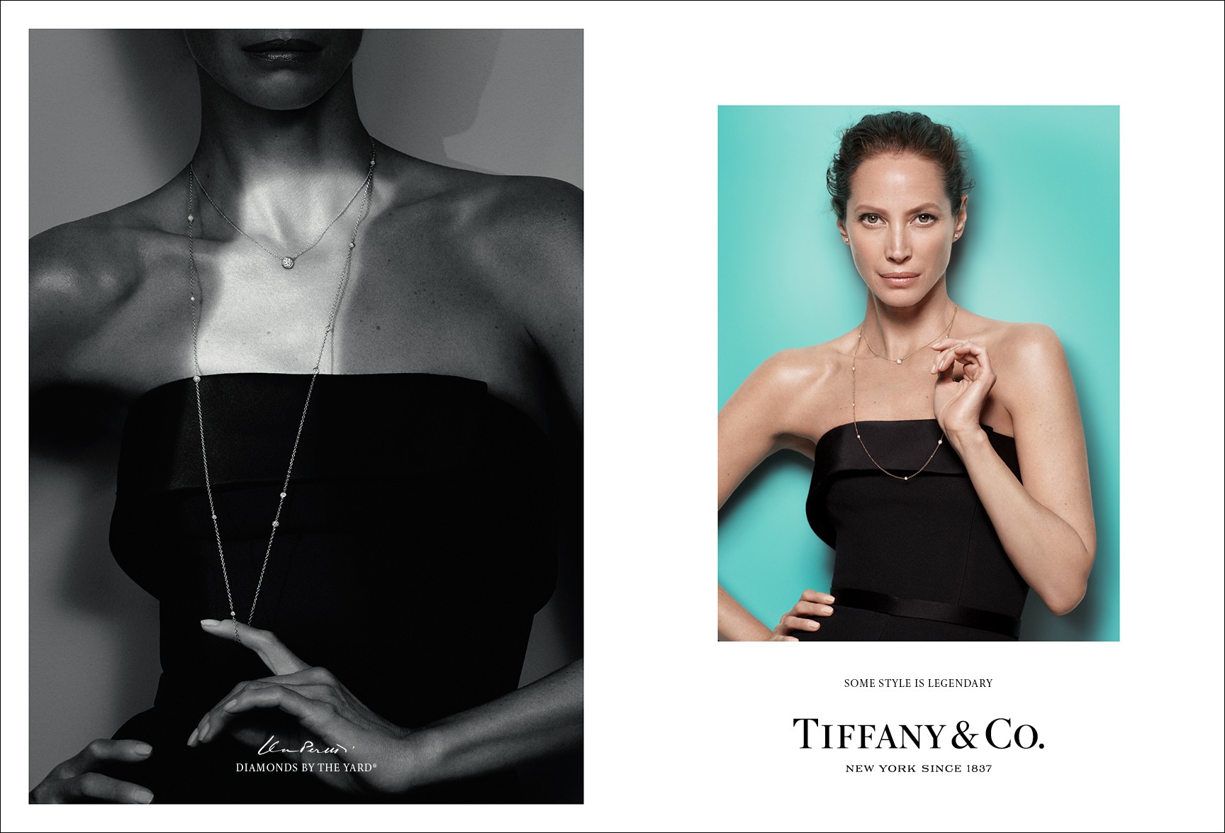 Christy Turlington com o colar Elsa Peretti® Diamonds by the Yard® e braceletes Tiffany T Square  (Foto: Divulgação)