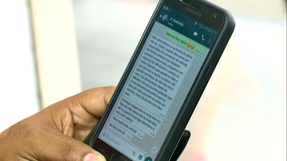 Na mensagem, o rapaz descreveu o que aconteceu na cena do crime (Foto: Luciney Araujo/TV Gazeta)