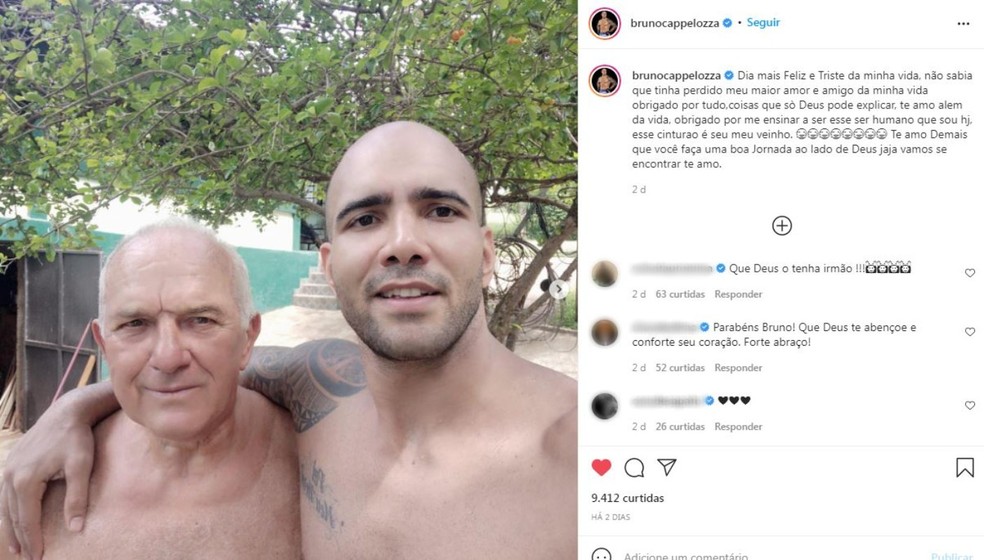 Lutador de MMA de Jaú Bruno Cappelozza é 'blindado' pela família e só sabe da morte do pai após ganhar título mundial nos EUA — Foto: Reprodução/Instagram