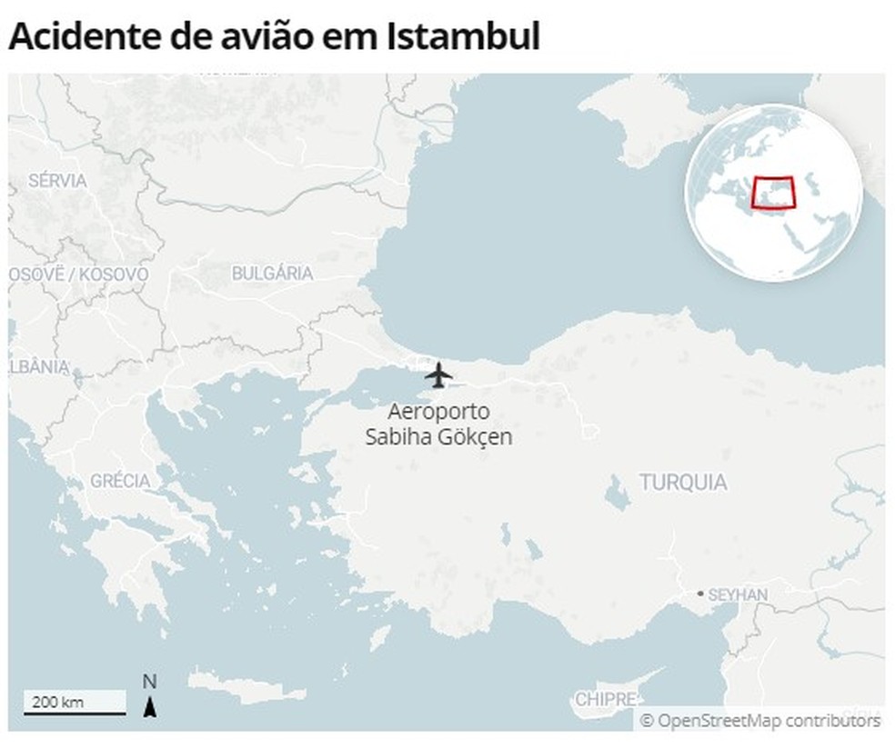 Local do acidente de avião na Turquia — Foto: G1 
