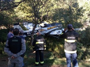 Ninguém se feriu na queda do avião agrícola no interior do RS (Foto: Brigada Militar/Bombeiros Tapera)