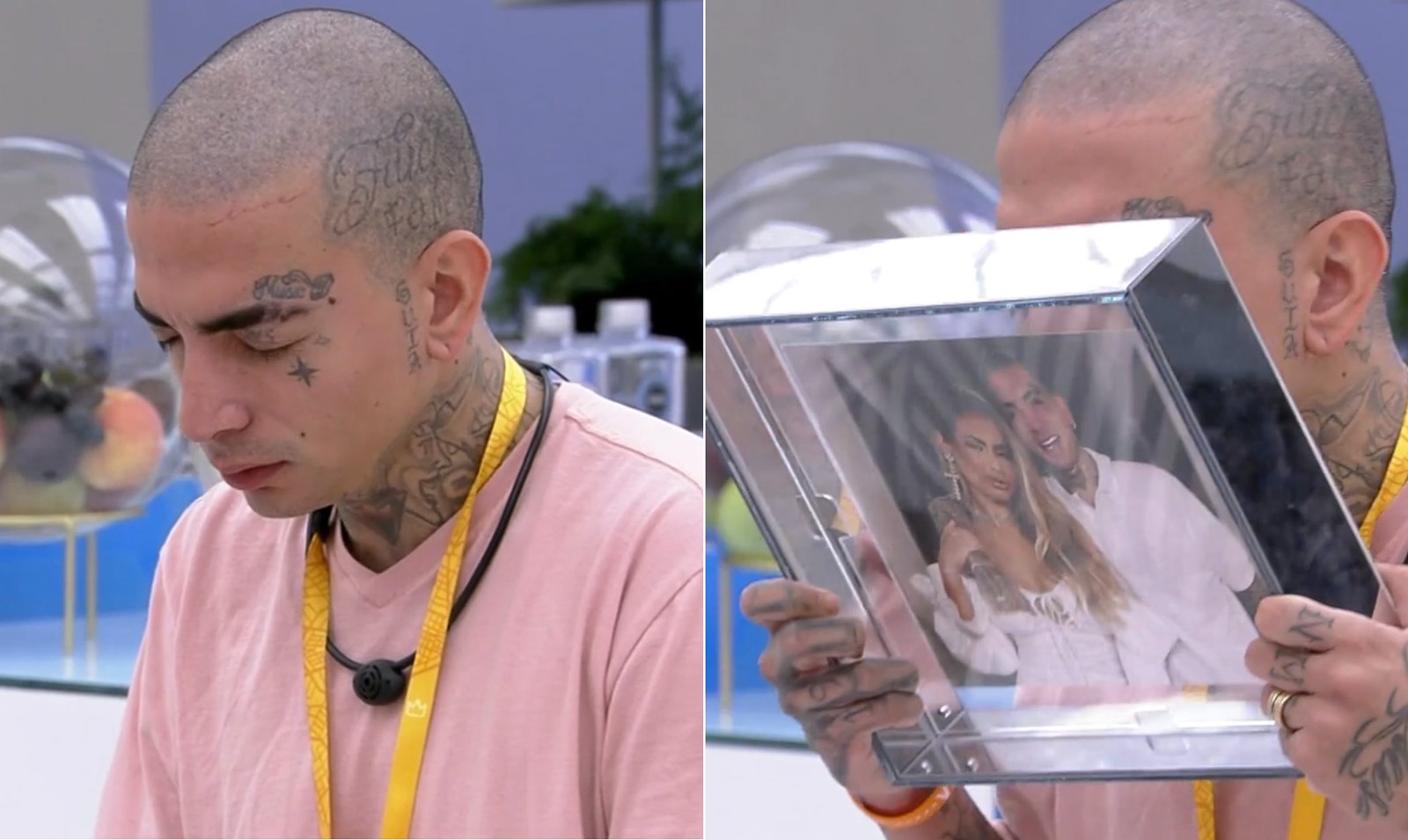 MC Guimê beija foto de Lexa e se declara — Foto: Reprodução/TV Globo