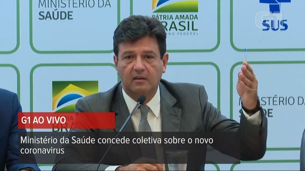 Ministro da Saúde durante coletiva sobre o coronavírus — Foto: Reprodução/NBR