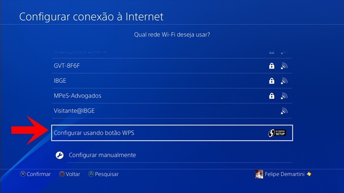 Conexão via WPS pode ser solução para os problemas do PS4 com a rede Wi-Fi (Foto: Reprodução/Felipe Demartini)
