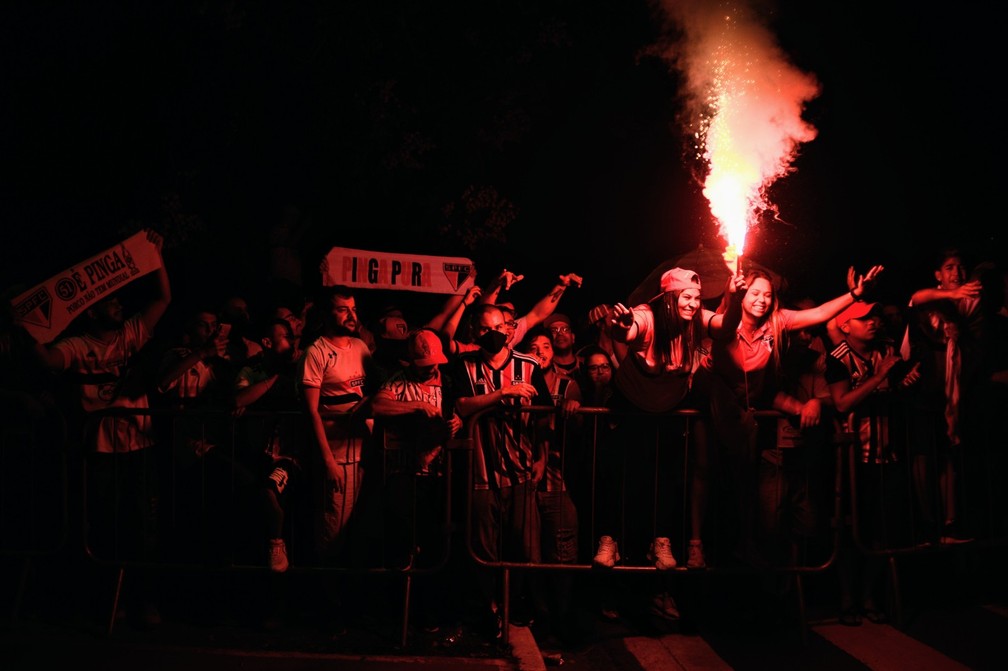 Torcida do São Paulo antes da final contra o Palmeiras — Foto: Marcos Ribolli