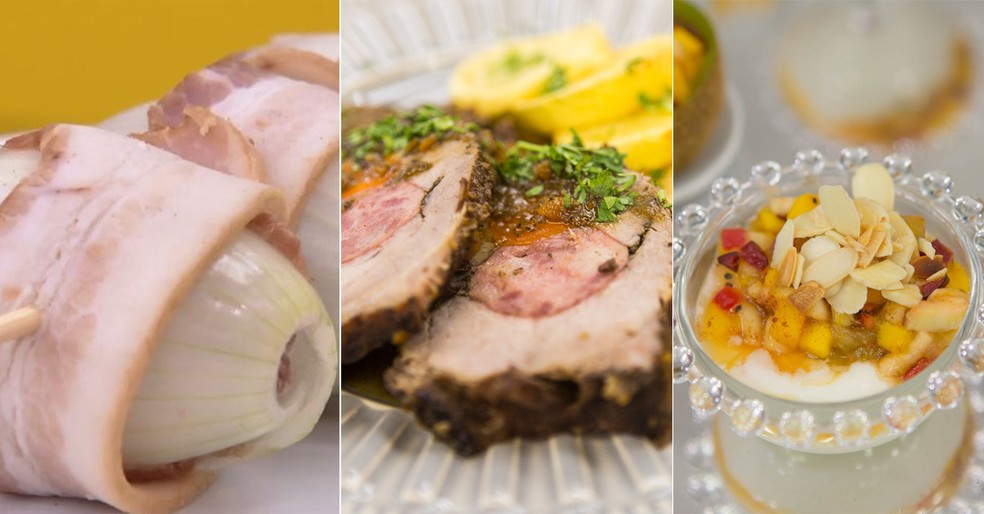 Card&Atilde;&iexcl;pio completo Dia dos Pais: Espetinho de Cebola Recheada, Carne Assada Recheada com Batatas Coradas e Salada de Frutas Picante &acirc;?? Foto: TV Globo