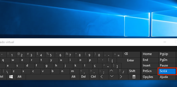Tecla Scroll Lock ativada no teclado virtual do Windows (Foto: Reprodução/Edivaldo Brito)