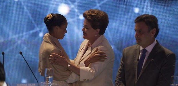 Marina Silva, Dilma Rousseff e Aécio Neves (Foto: Agência EFE)