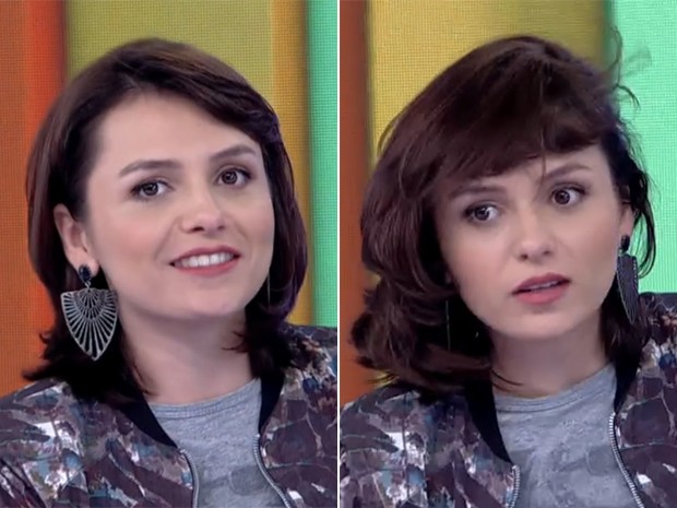 Antes e depois! Monica Iozzi segue dica de cabelo de Giovanna Ewbank (Foto: Vídeo Show / TV Globo)